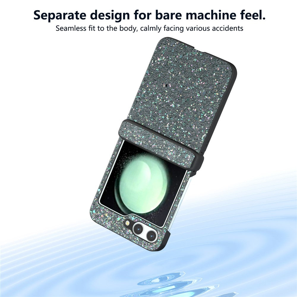 For Samsung Galaxy Z Flip7 FE 5G / Z Flip6 5G Easy Folding Wholesale Phone Case PC+PU Leather Phone Shell - Black Green