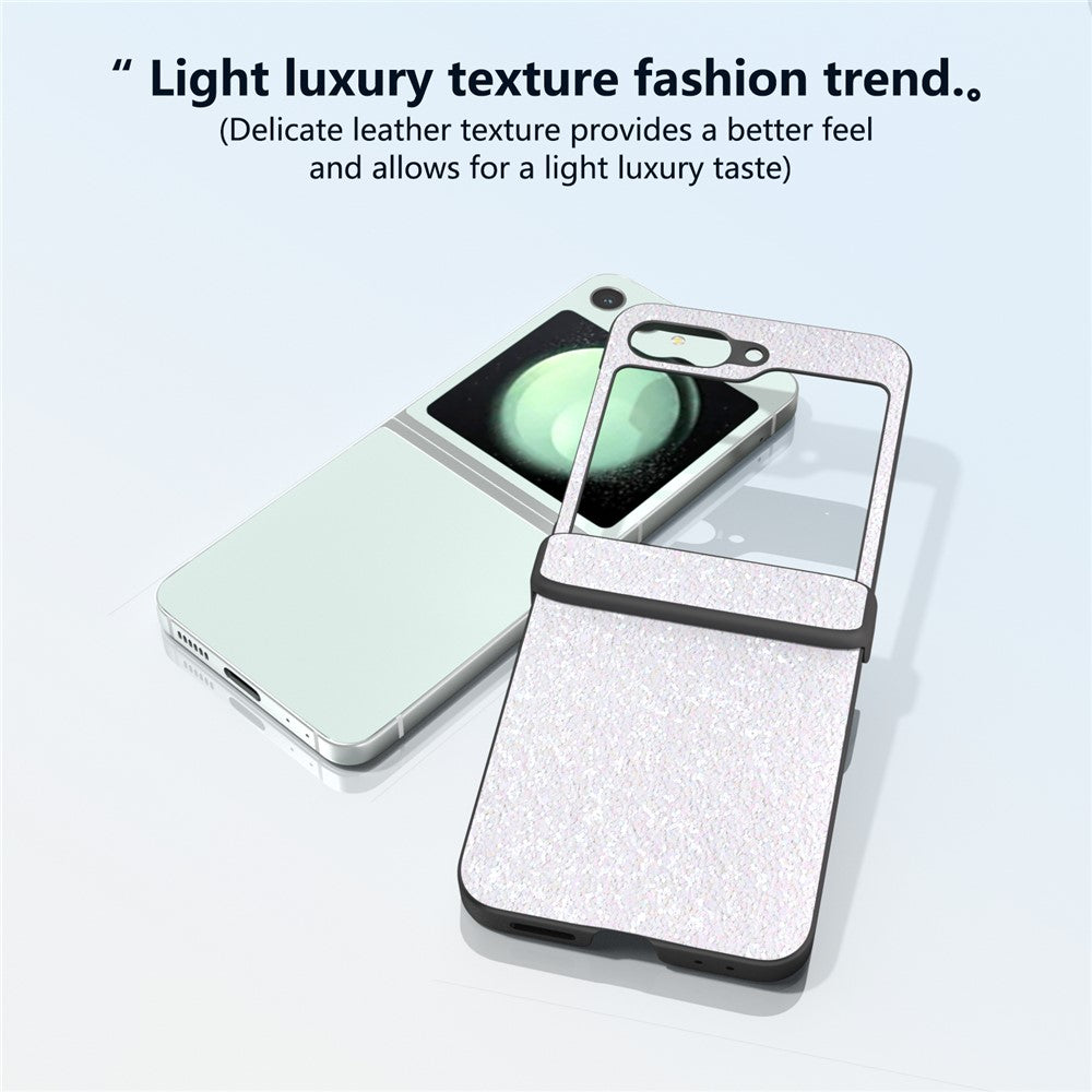 For Samsung Galaxy Z Flip7 FE 5G / Z Flip6 5G Easy Folding Wholesale Phone Case PC+PU Leather Phone Shell - White