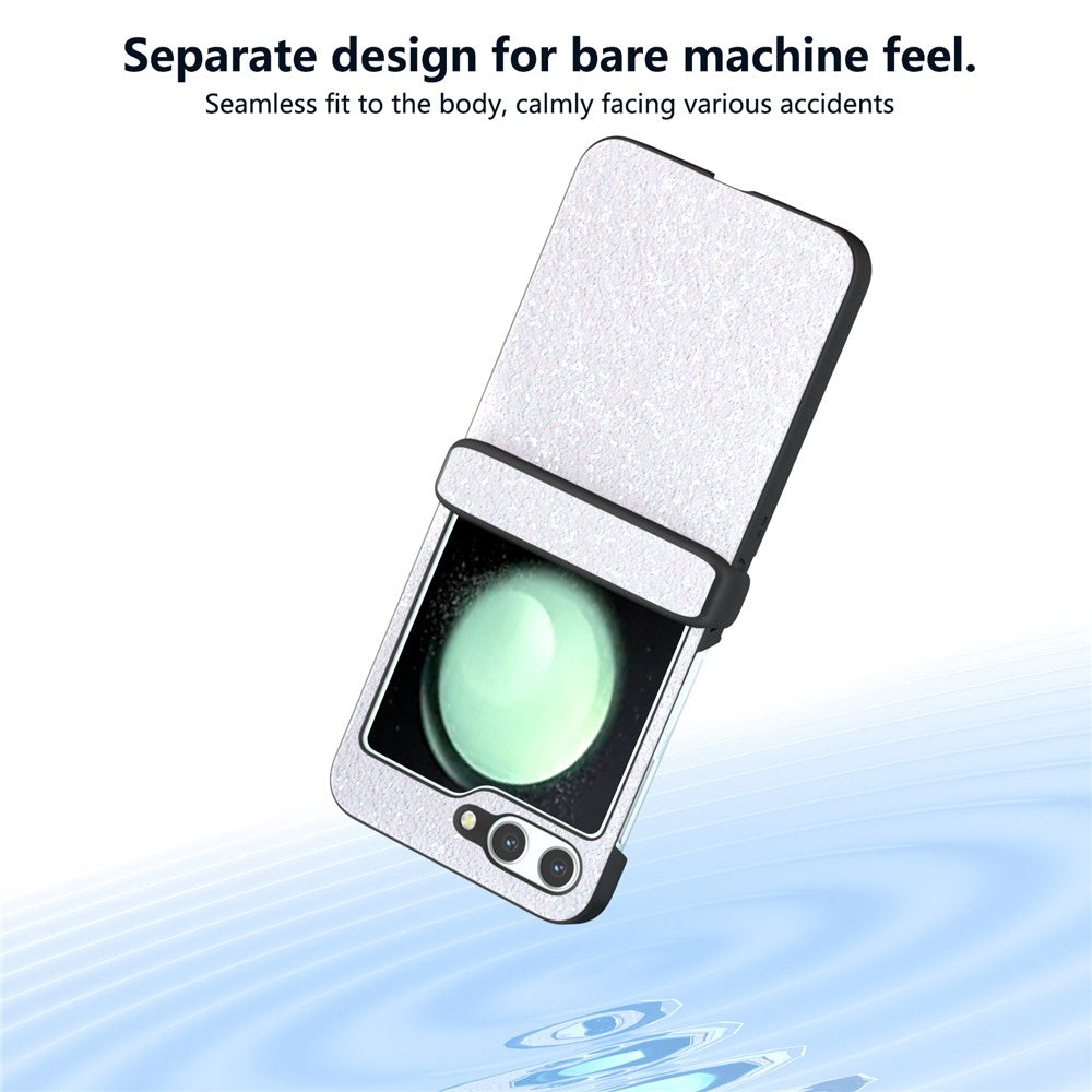 For Samsung Galaxy Z Flip7 FE 5G / Z Flip6 5G Easy Folding Wholesale Phone Case PC+PU Leather Phone Shell - White