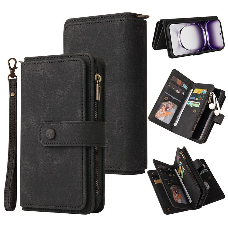 KT Multi-Functional Series-2 For Oppo Reno12 5G (Global) Case Card Holder Wallet Leather Phone Cover - Black