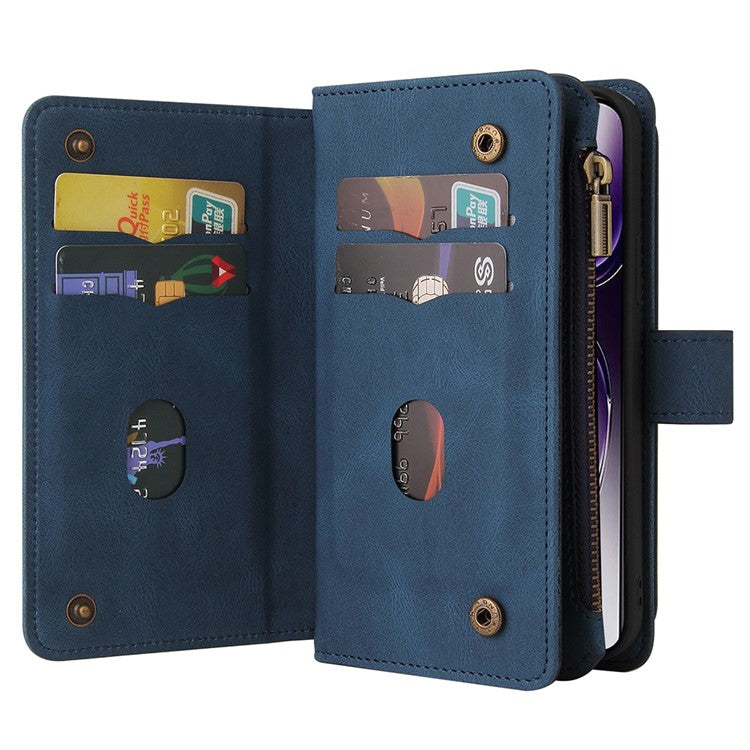 KT Multi-Functional Series-2 For Oppo Reno12 5G (Global) Case Card Holder Wallet Leather Phone Cover - Blue