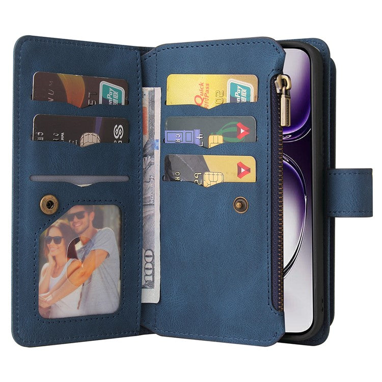 KT Multi-Functional Series-2 For Oppo Reno12 5G (Global) Case Card Holder Wallet Leather Phone Cover - Blue