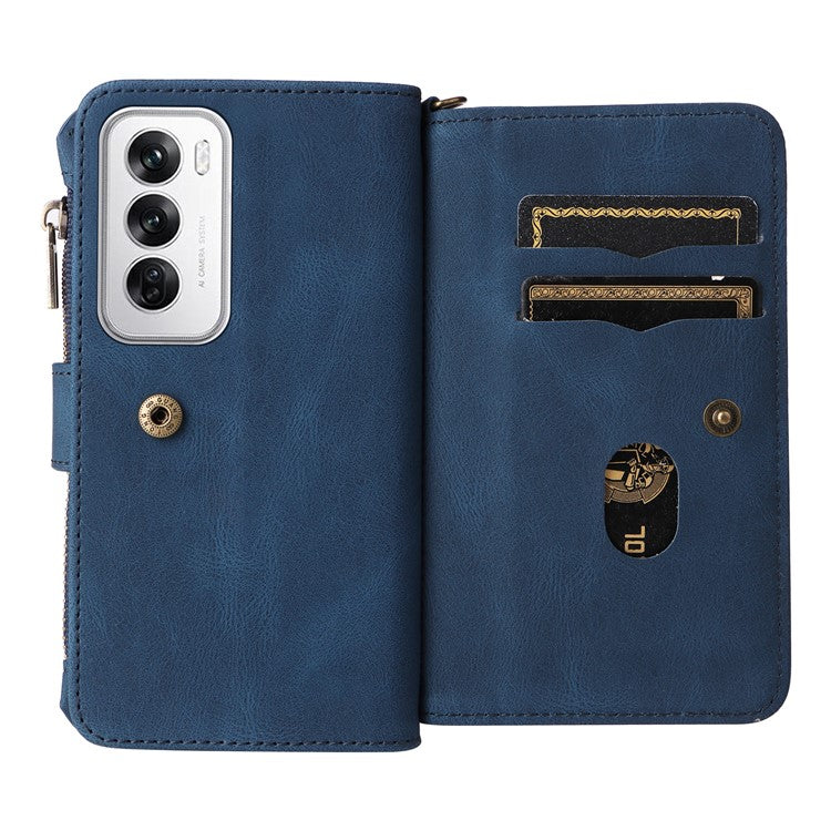 KT Multi-Functional Series-2 For Oppo Reno12 5G (Global) Case Card Holder Wallet Leather Phone Cover - Blue