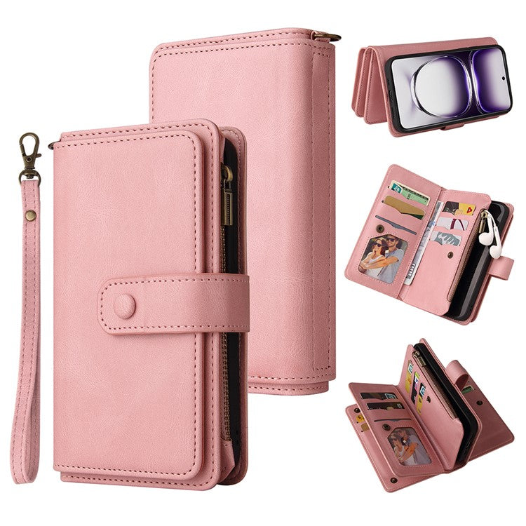 KT Multi-Functional Series-2 For Oppo Reno12 5G (Global) Case Card Holder Wallet Leather Phone Cover - Pink