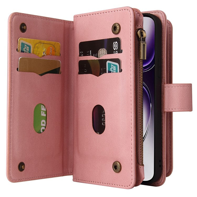 KT Multi-Functional Series-2 For Oppo Reno12 5G (Global) Case Card Holder Wallet Leather Phone Cover - Pink