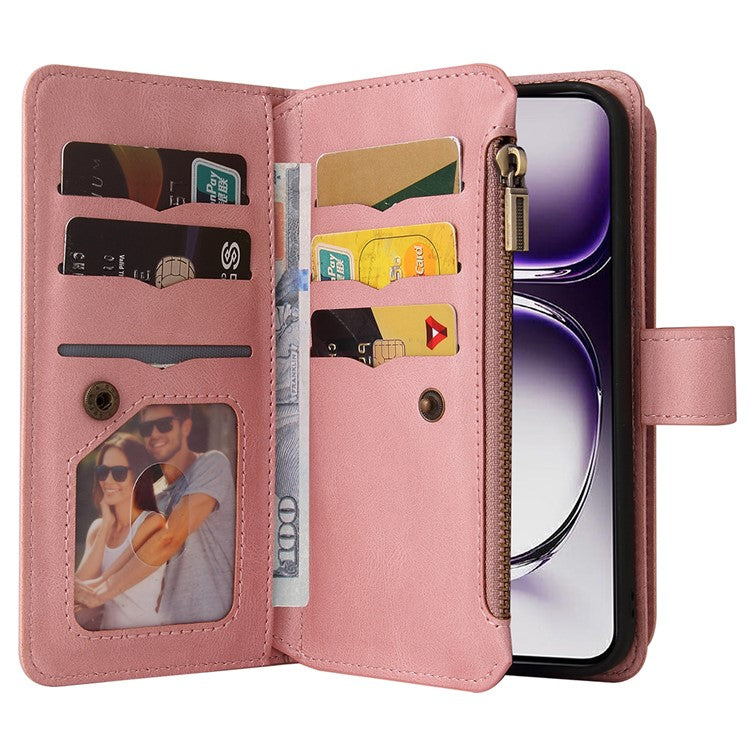 KT Multi-Functional Series-2 For Oppo Reno12 5G (Global) Case Card Holder Wallet Leather Phone Cover - Pink