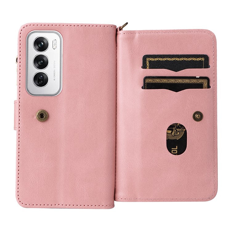 KT Multi-Functional Series-2 For Oppo Reno12 5G (Global) Case Card Holder Wallet Leather Phone Cover - Pink