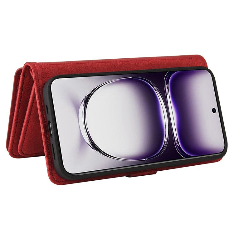 KT Multi-Functional Series-2 For Oppo Reno12 5G (Global) Case Card Holder Wallet Leather Phone Cover - Red