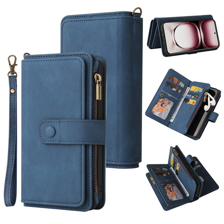 KT Multi-Functional Series-2 For Oppo Reno12 Pro 5G (Global) / (China) Phone Case Zipper Wallet Leather Protective Cover - Blue