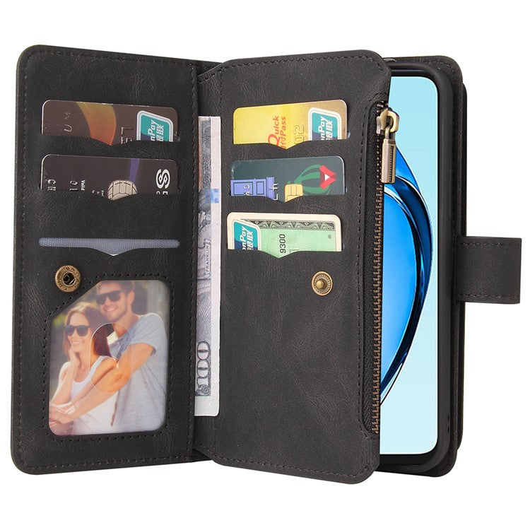 KT Multi-Functional Series-2 For Oppo A60 4G Phone Case Zipper Wallet Leather Support Stand Cover - Black