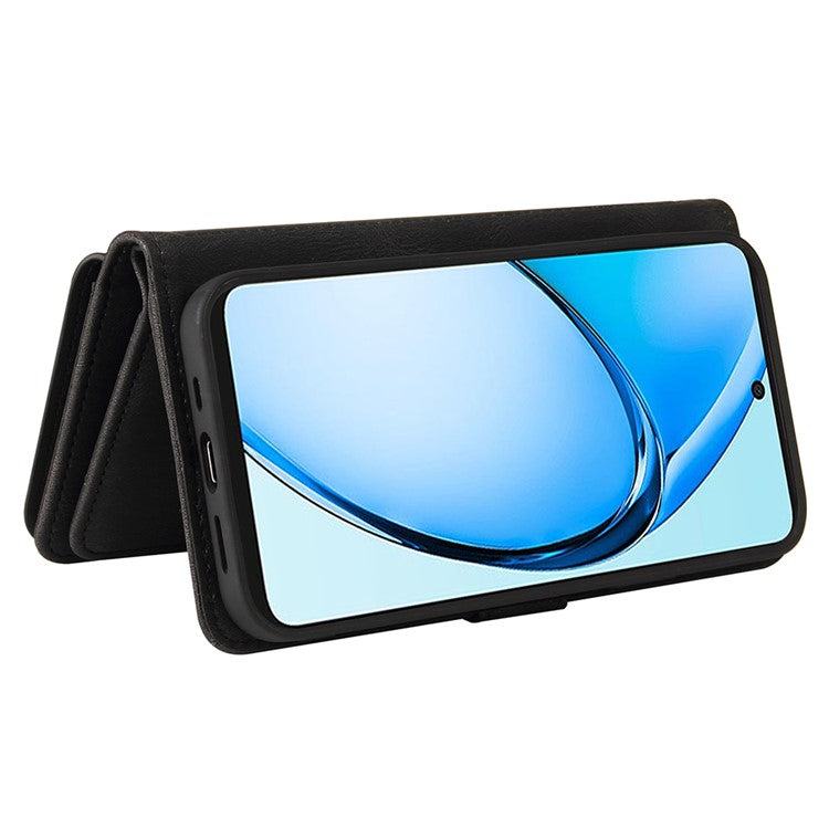 KT Multi-Functional Series-2 For Oppo A60 4G Phone Case Zipper Wallet Leather Support Stand Cover - Black