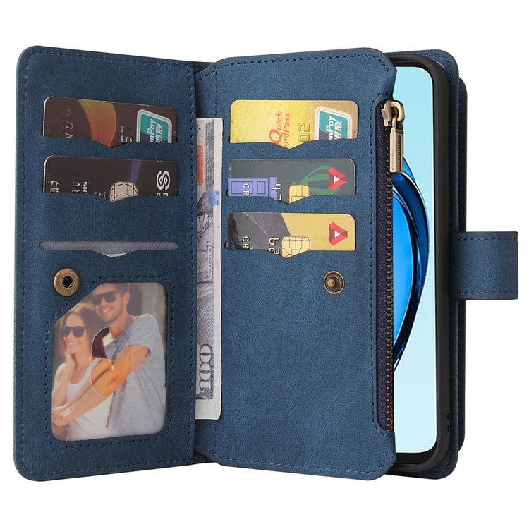 KT Multi-Functional Series-2 For Oppo A60 4G Phone Case Zipper Wallet Leather Support Stand Cover - Blue