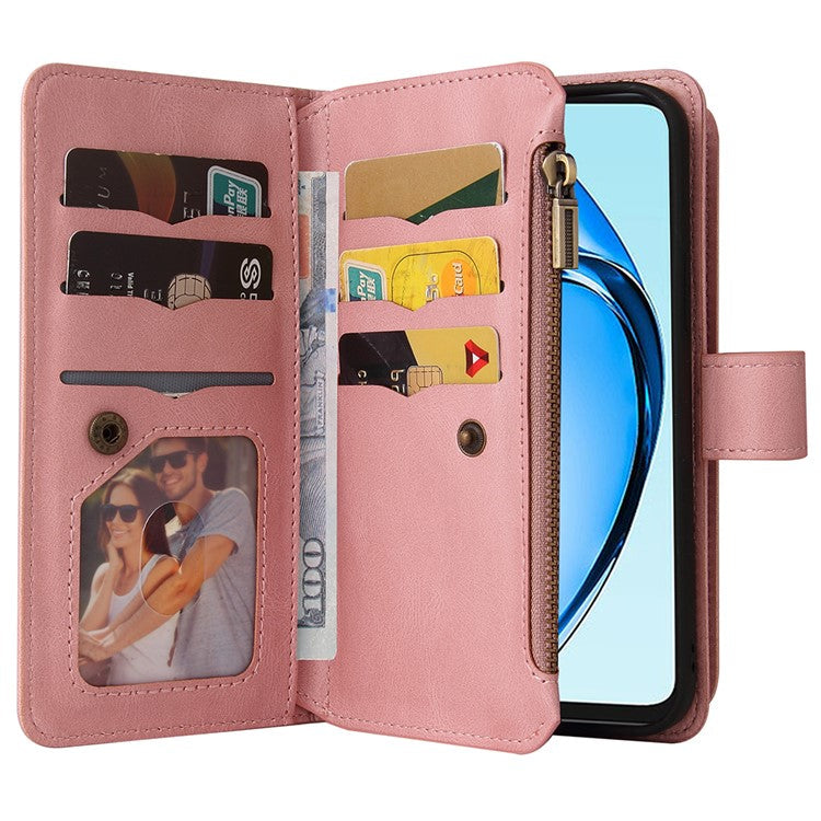 KT Multi-Functional Series-2 For Oppo A60 4G Phone Case Zipper Wallet Leather Support Stand Cover - Pink