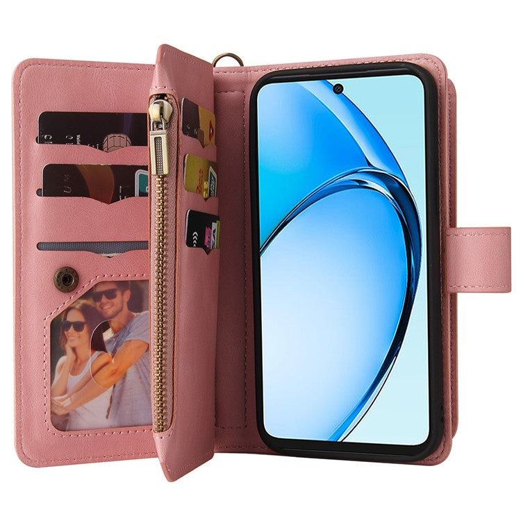 KT Multi-Functional Series-2 For Oppo A60 4G Phone Case Zipper Wallet Leather Support Stand Cover - Pink