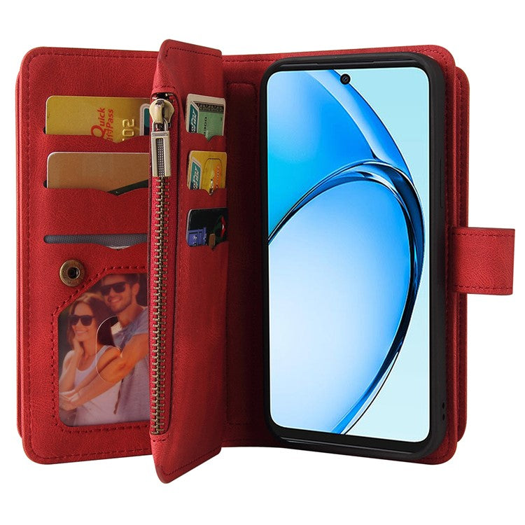 KT Multi-Functional Series-2 For Oppo A60 4G Phone Case Zipper Wallet Leather Support Stand Cover - Red