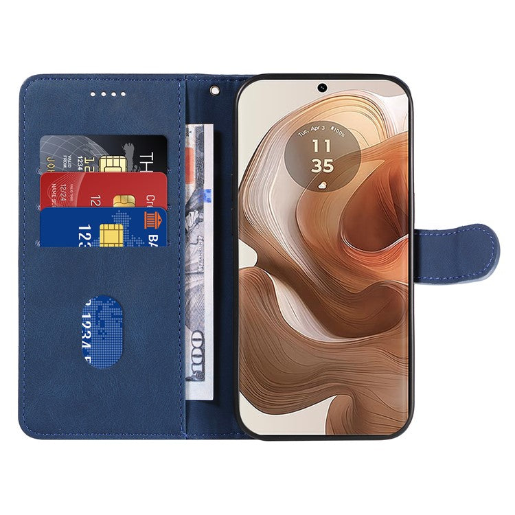 For Motorola Moto X50 Ultra 5G / Edge 50 Ultra 5G Case Curved Line Imprinted Leather Wallet Cover - Blue