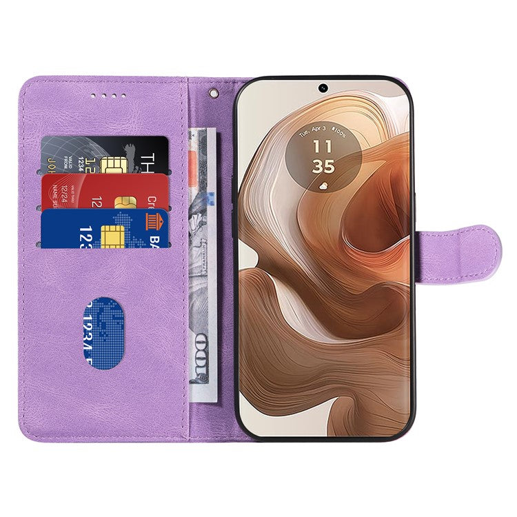 For Motorola Moto X50 Ultra 5G / Edge 50 Ultra 5G Case Curved Line Imprinted Leather Wallet Cover - Light Purple