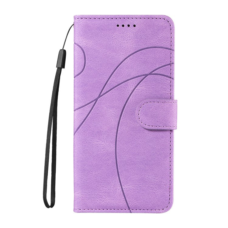 For Motorola Moto X50 Ultra 5G / Edge 50 Ultra 5G Case Curved Line Imprinted Leather Wallet Cover - Light Purple