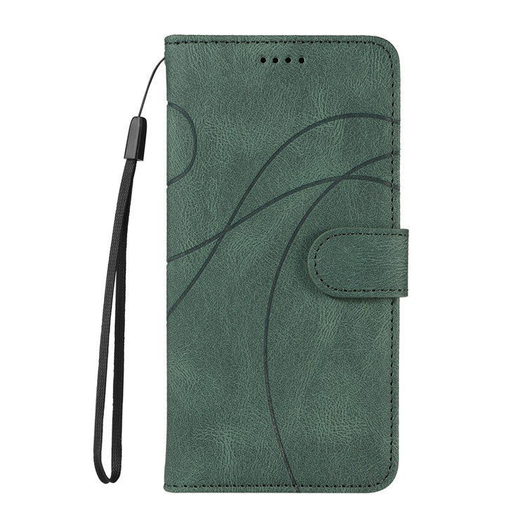 For Motorola Moto X50 Ultra 5G / Edge 50 Ultra 5G Case Curved Line Imprinted Leather Wallet Cover - Green
