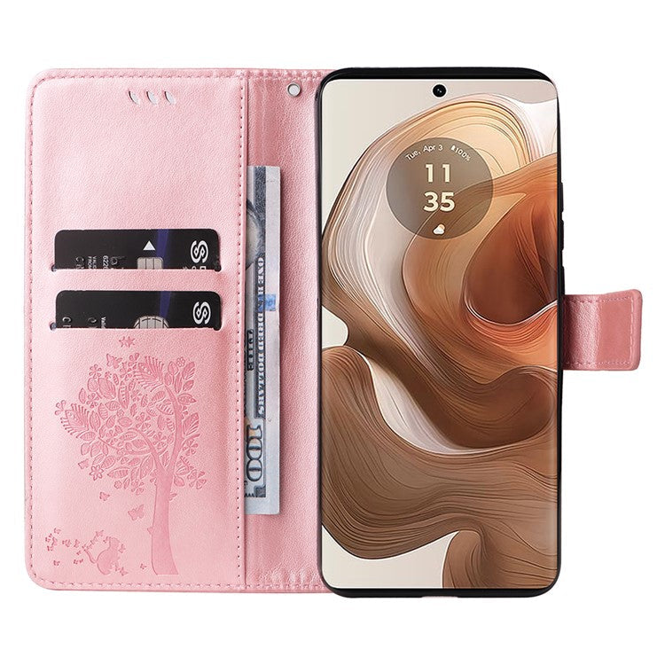 KT Imprinting Flower Series-3 For Motorola Moto X50 Ultra 5G / Edge 50 Ultra 5G Case Imprinted Wallet Leather Phone Cover - Rose Gold