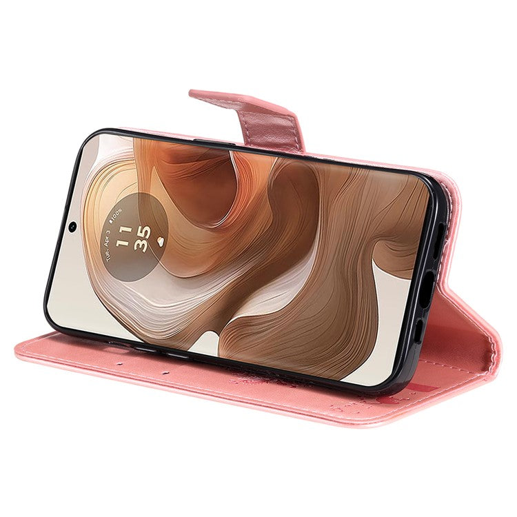 KT Imprinting Flower Series-3 For Motorola Moto X50 Ultra 5G / Edge 50 Ultra 5G Case Imprinted Wallet Leather Phone Cover - Rose Gold