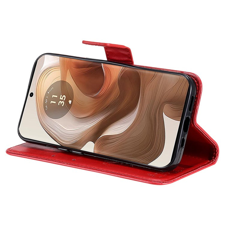 KT Imprinting Flower Series-3 For Motorola Moto X50 Ultra 5G / Edge 50 Ultra 5G Case Imprinted Wallet Leather Phone Cover - Red
