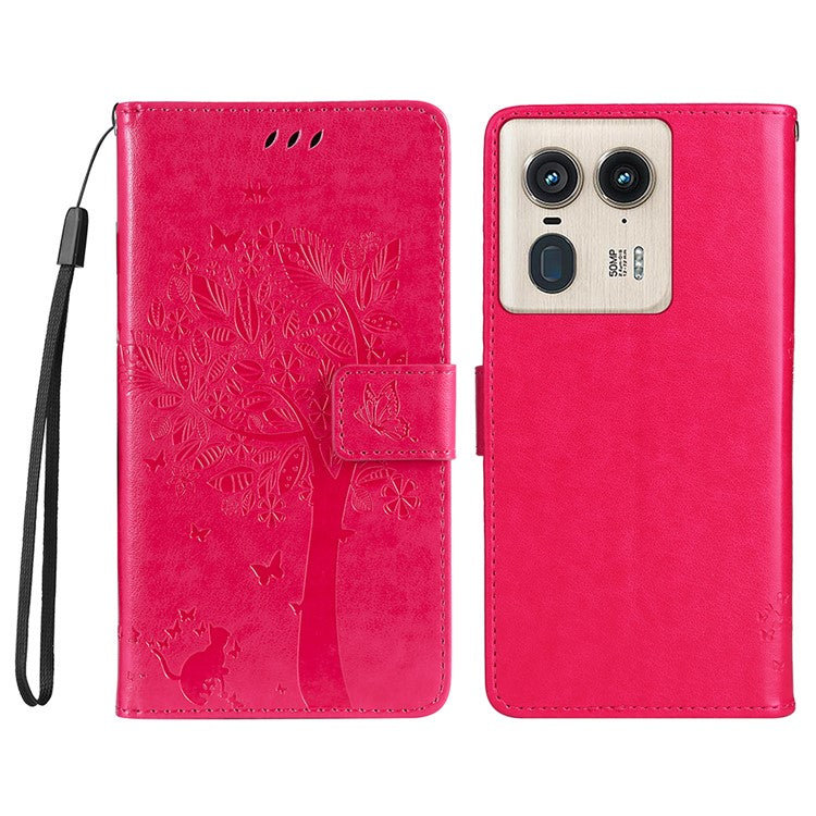 KT Imprinting Flower Series-3 For Motorola Moto X50 Ultra 5G / Edge 50 Ultra 5G Case Imprinted Wallet Leather Phone Cover - Rose