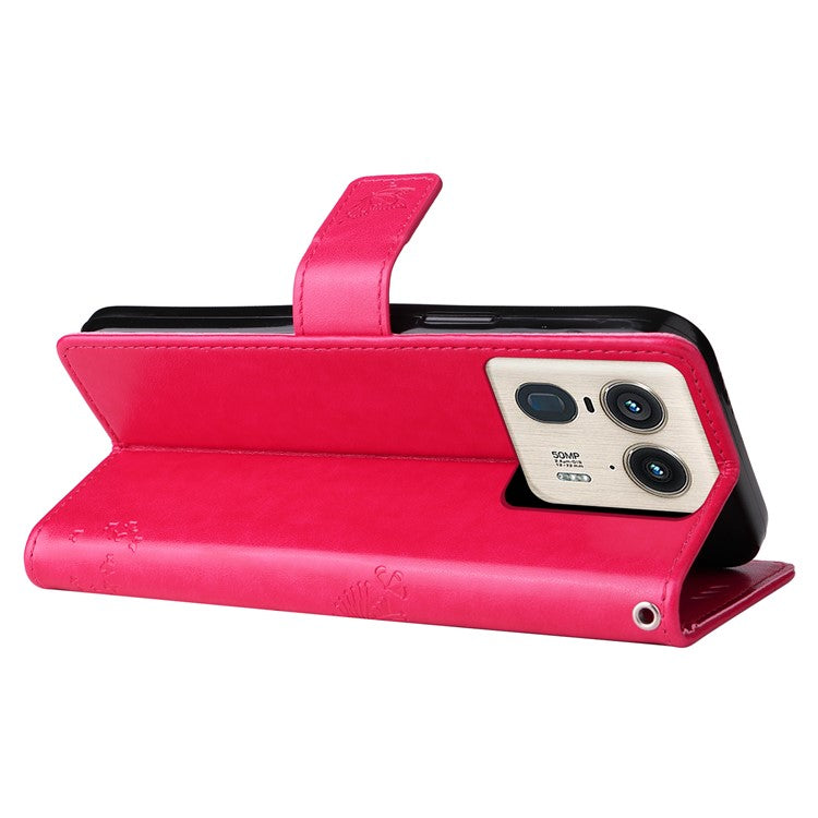 KT Imprinting Flower Series-3 For Motorola Moto X50 Ultra 5G / Edge 50 Ultra 5G Case Imprinted Wallet Leather Phone Cover - Rose