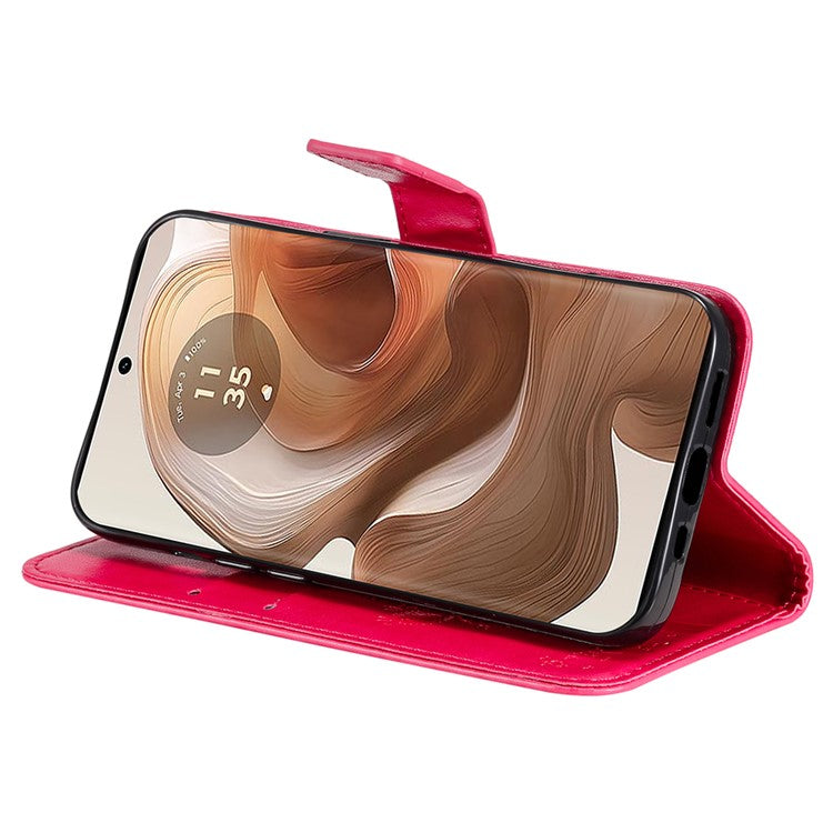 KT Imprinting Flower Series-3 For Motorola Moto X50 Ultra 5G / Edge 50 Ultra 5G Case Imprinted Wallet Leather Phone Cover - Rose