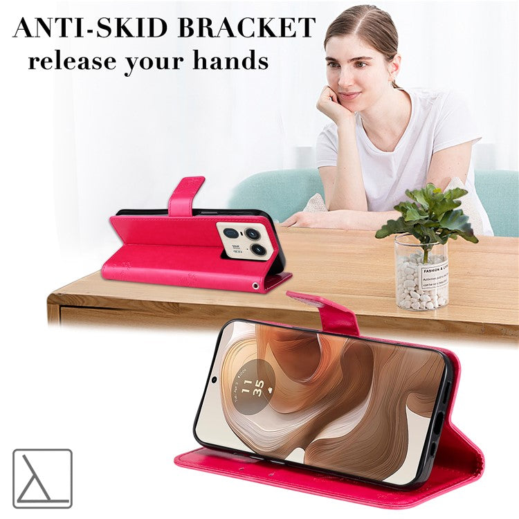 KT Imprinting Flower Series-3 For Motorola Moto X50 Ultra 5G / Edge 50 Ultra 5G Case Imprinted Wallet Leather Phone Cover - Rose