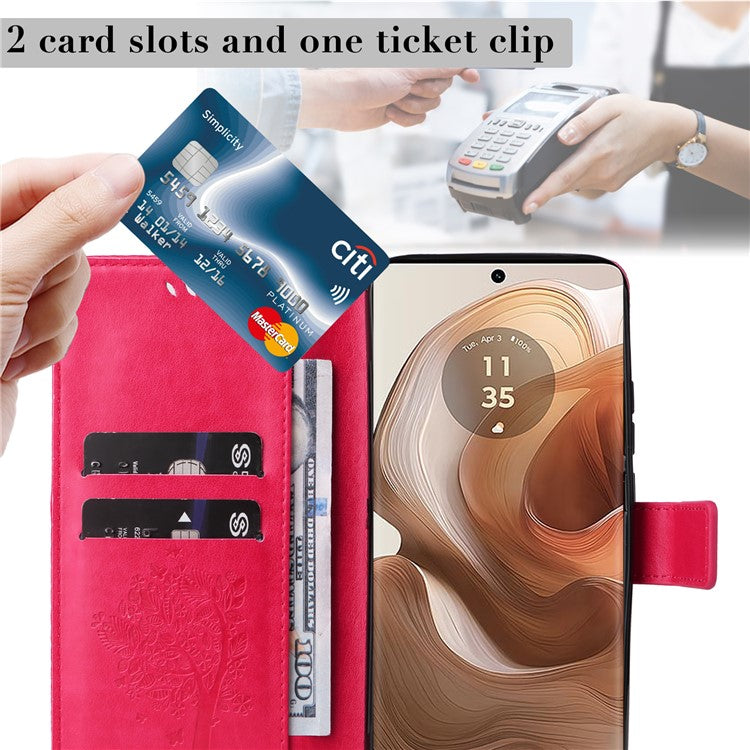 KT Imprinting Flower Series-3 For Motorola Moto X50 Ultra 5G / Edge 50 Ultra 5G Case Imprinted Wallet Leather Phone Cover - Rose