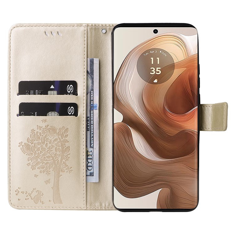 KT Imprinting Flower Series-3 For Motorola Moto X50 Ultra 5G / Edge 50 Ultra 5G Case Imprinted Wallet Leather Phone Cover - Gold
