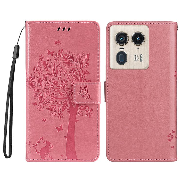 KT Imprinting Flower Series-3 For Motorola Moto X50 Ultra 5G / Edge 50 Ultra 5G Case Imprinted Wallet Leather Phone Cover - Pink