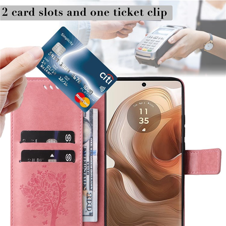 KT Imprinting Flower Series-3 For Motorola Moto X50 Ultra 5G / Edge 50 Ultra 5G Case Imprinted Wallet Leather Phone Cover - Pink