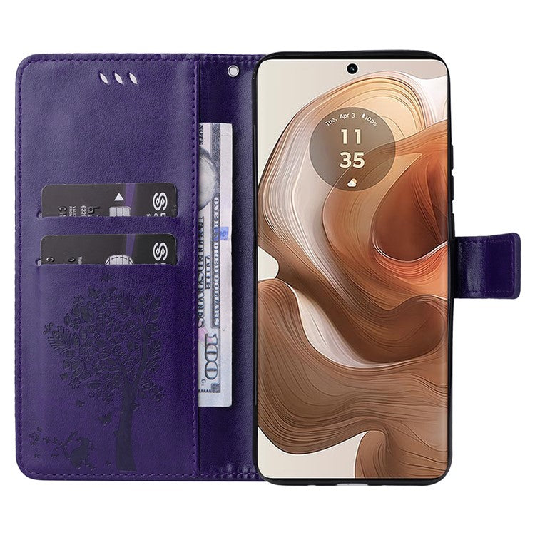 KT Imprinting Flower Series-3 For Motorola Moto X50 Ultra 5G / Edge 50 Ultra 5G Case Imprinted Wallet Leather Phone Cover - Purple