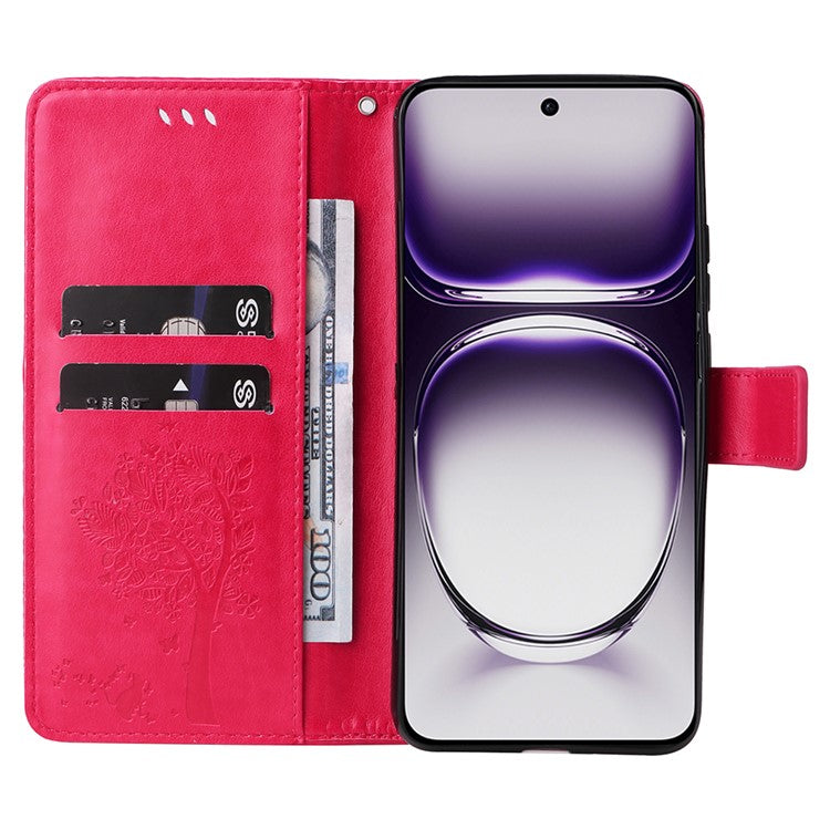 KT Imprinting Flower Series-3 For Oppo Reno12 5G (Global) Phone Case Imprinted Leather Wallet Cover - Rose