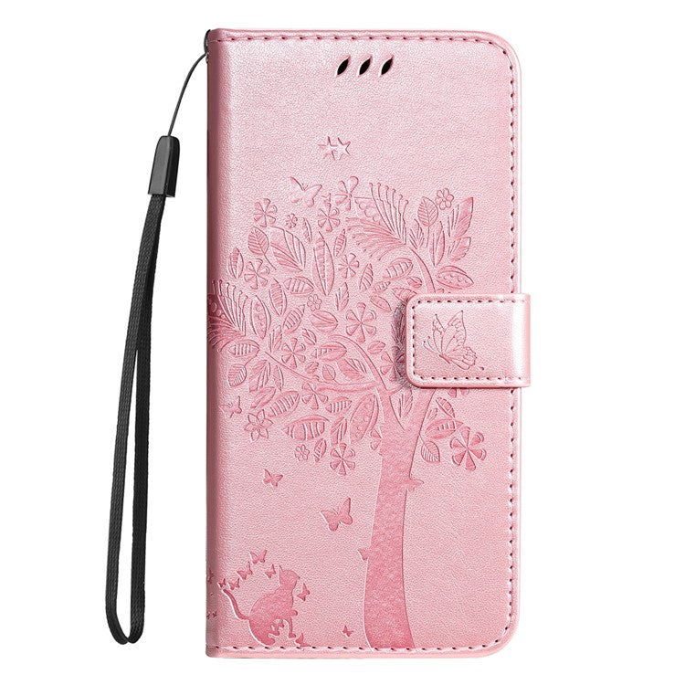 KT Imprinting Flower Series-3 For Oppo Reno12 Pro 5G (Global) / (China) Case Imprinted Leather Wallet Stand Phone Cover - Rose Gold