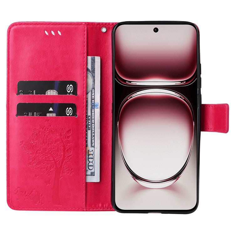 KT Imprinting Flower Series-3 For Oppo Reno12 Pro 5G (Global) / (China) Case Imprinted Leather Wallet Stand Phone Cover - Rose