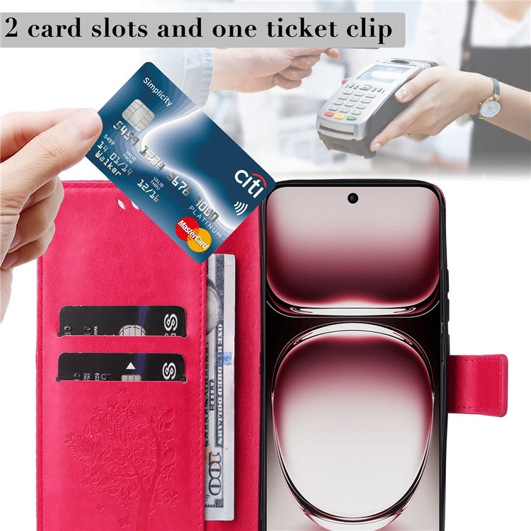 KT Imprinting Flower Series-3 For Oppo Reno12 Pro 5G (Global) / (China) Case Imprinted Leather Wallet Stand Phone Cover - Rose