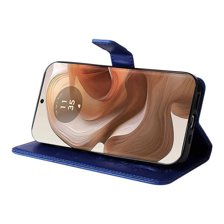 KT Imprinting Flower Series-2 For Motorola Moto X50 Ultra 5G / Edge 50 Ultra 5G Case PU Leather Butterfly Imprint Phone Cover - Blue