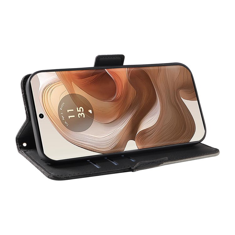 For Motorola Moto X50 Ultra 5G / Edge 50 Ultra 5G Wallet Stand Case Leather Phone Cover Rhombus Imprint - Black