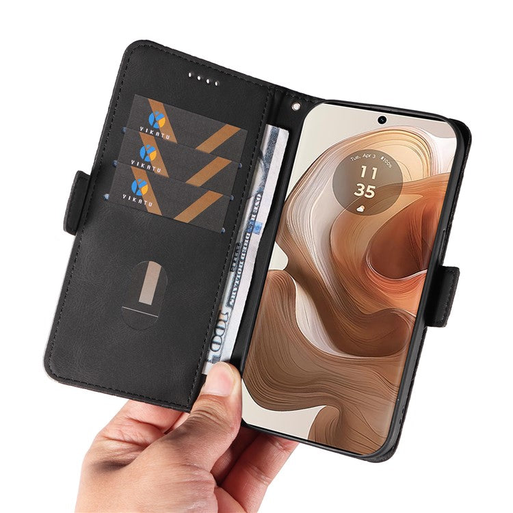 For Motorola Moto X50 Ultra 5G / Edge 50 Ultra 5G Wallet Stand Case Leather Phone Cover Rhombus Imprint - Black