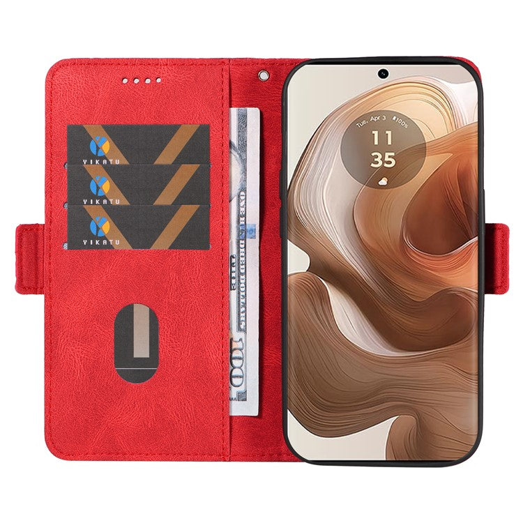 For Motorola Moto X50 Ultra 5G / Edge 50 Ultra 5G Wallet Stand Case Leather Phone Cover Rhombus Imprint - Red