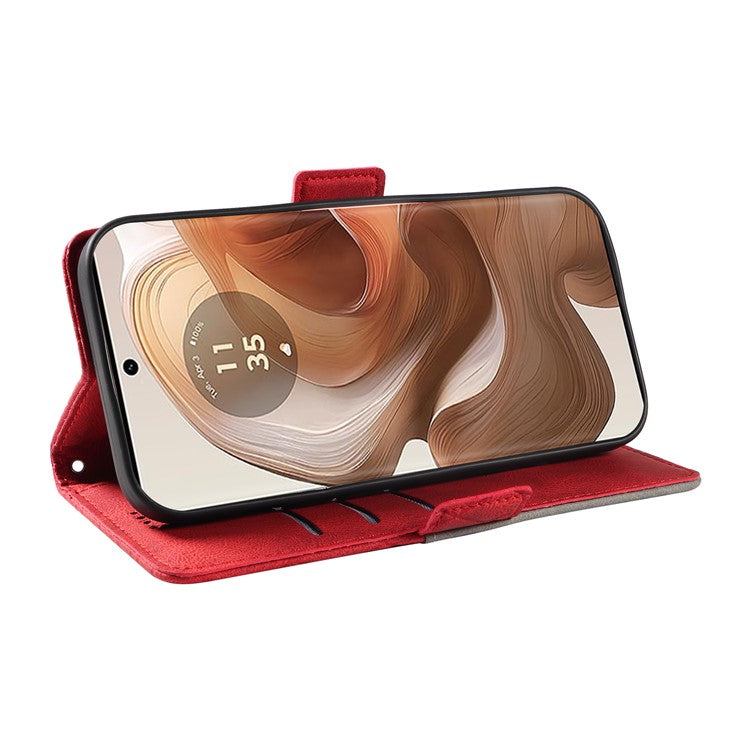 For Motorola Moto X50 Ultra 5G / Edge 50 Ultra 5G Wallet Stand Case Leather Phone Cover Rhombus Imprint - Red