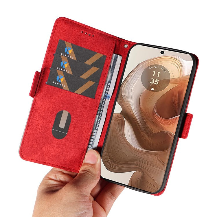 For Motorola Moto X50 Ultra 5G / Edge 50 Ultra 5G Wallet Stand Case Leather Phone Cover Rhombus Imprint - Red