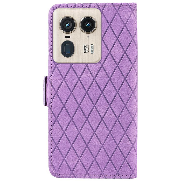 For Motorola Moto X50 Ultra 5G / Edge 50 Ultra 5G Wallet Stand Case Leather Phone Cover Rhombus Imprint - Light Purple
