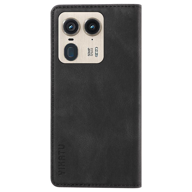 YIKATU YK-004 For Motorola Moto X50 Ultra 5G / Edge 50 Ultra 5G Case Leather Phone Wallet Cover Skin-Touch - Black