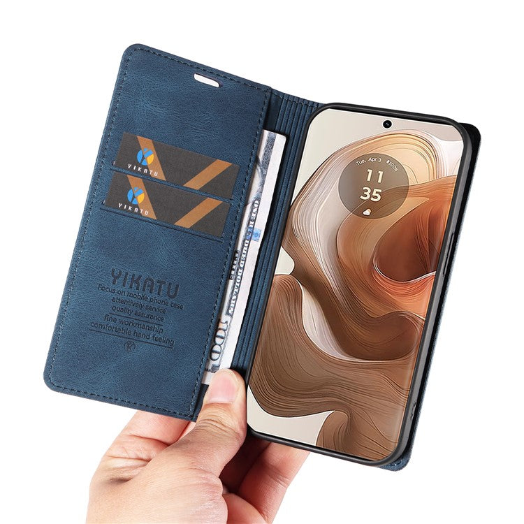 YIKATU YK-004 For Motorola Moto X50 Ultra 5G / Edge 50 Ultra 5G Case Leather Phone Wallet Cover Skin-Touch - Blue