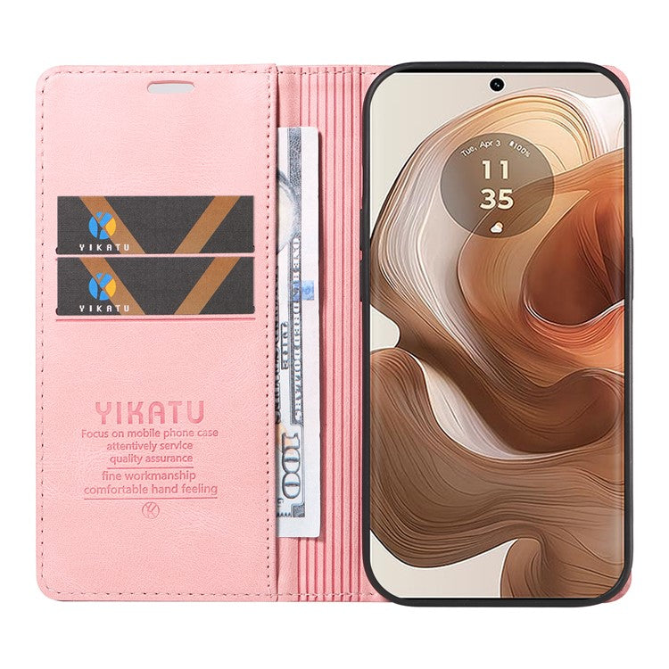 YIKATU YK-004 For Motorola Moto X50 Ultra 5G / Edge 50 Ultra 5G Case Leather Phone Wallet Cover Skin-Touch - Pink