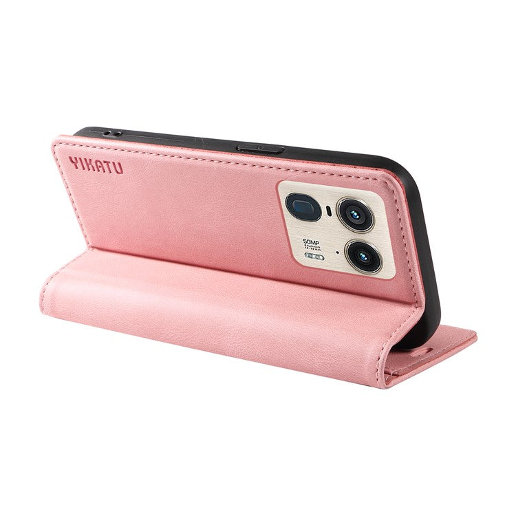 YIKATU YK-004 For Motorola Moto X50 Ultra 5G / Edge 50 Ultra 5G Case Leather Phone Wallet Cover Skin-Touch - Pink